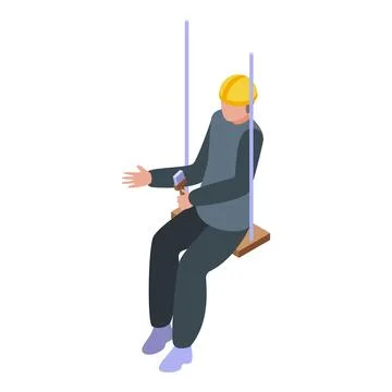 Construction worker relaxing on swing holding paint brush Stock Illustration