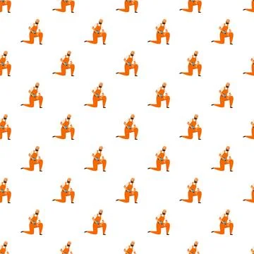 Construction worker repairing on knee seamless pattern background 스톡 일러스트