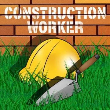 Construction Worker Represents Building Laborer 3d Illustration Ilustración de archivo