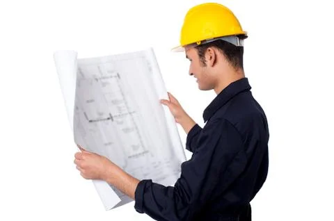 Construction worker reviewing plan Stock Photos