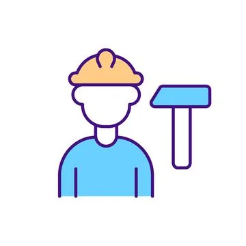 Construction worker RGB color icon Stock Illustration