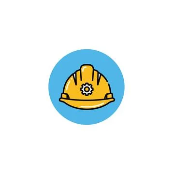 Construction worker safety hardhat icon blue circle illustration Stock Illustration