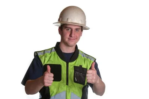 Construction worker in safety jacket Stock-Fotos