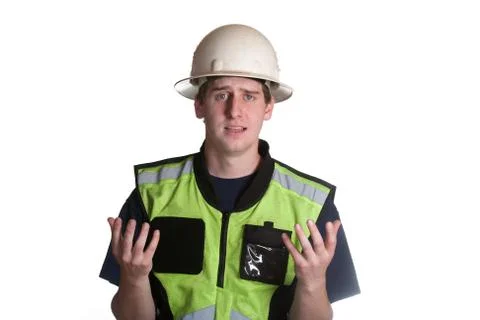 Construction worker in safety jacket Stock Photos