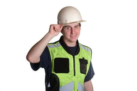 Construction worker in safety jacket Stock Photos