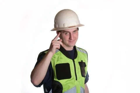 Construction worker in safety jacket Stock Photos