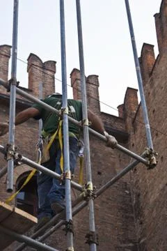 Construction worker on scaffold Stock Photos