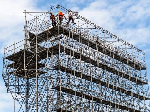 Construction worker on a scaffold Stock Photos