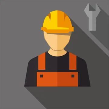Construction worker with shadow. FLAT DESIGN Stock Illustration