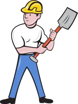 Construction worker with shovel spade Stock Illustration
