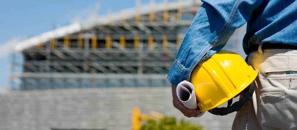 Construction worker at site Stock Photos