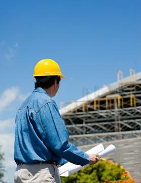 Construction worker at site Stock Photos