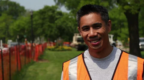 Construction worker, smiling and looking at camera Stock Footage 6112293