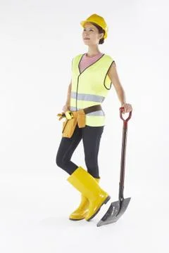 Construction worker smiling and posing Stock Photos