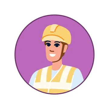 Construction worker smiling wearing safety helmet and vest Stockillustratie