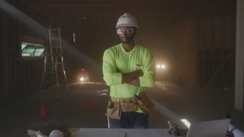 Construction Worker Standing With Arms Folded Stock Footage 270388555