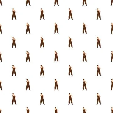 Construction worker standing pattern seamless background design Stock Illustration