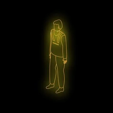 Construction worker standing with yellow neon light effect Stock Illustration
