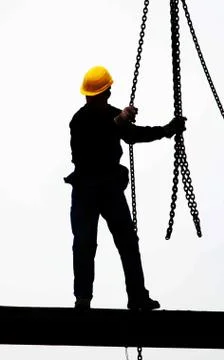 Construction worker on a steel joists Stock Photos