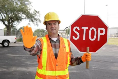 Construction Worker Stop Stock Photos