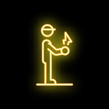 Construction worker suffering electric shock neon sign Stock Illustration