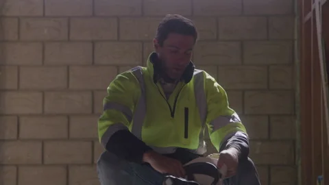 Construction Worker Taking Hard Hat Off Stock Footage 270391578
