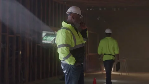 Construction Worker Talking On Cell At Job Site Stock Footage 270391853