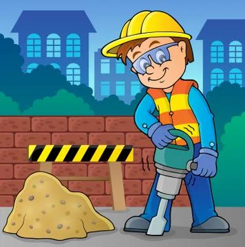 Construction worker theme image - eps10 vector illustration. Stock Illustration