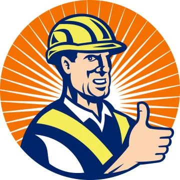 Construction worker thumbs up Stock Illustration