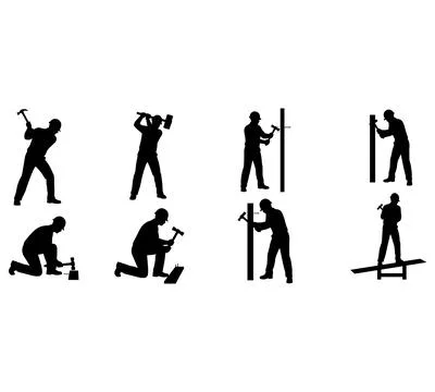 Construction Worker Tool Silhouette Collection for Building and Repair Stock Illustration