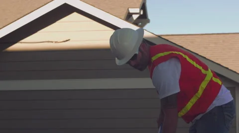 Construction worker troweling concrete Stock Footage 55144787