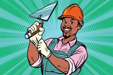 Construction worker with trowell Stock Illustration