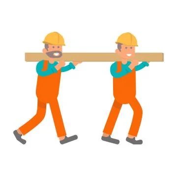 Construction worker, two laborers Illustrazione stock
