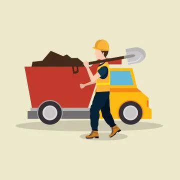 Construction worker with under construction icons Stock Illustration