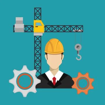 Construction worker with under construction icons Stock Illustration