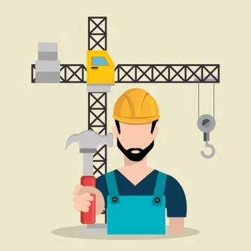 Construction worker with under construction icons Stock Illustration