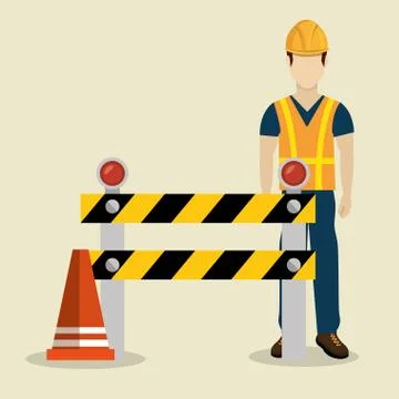 Construction worker with under construction icons Stock Illustration