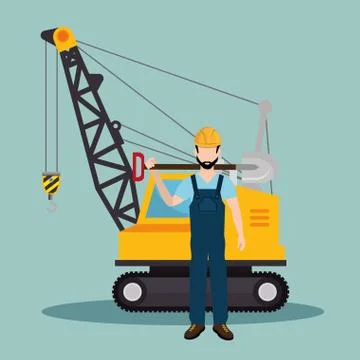 Construction worker with under construction icons Illustrazione stock