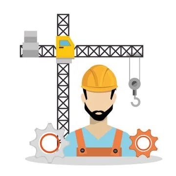 Construction worker with under construction icons 스톡 일러스트