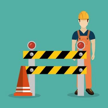 Construction worker with under construction icons Stock Illustration