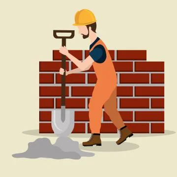 Construction worker with under construction icons Stock Illustration