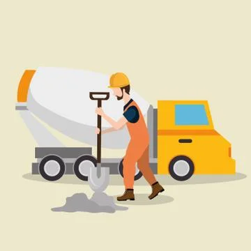 Construction worker with under construction icons 스톡 일러스트