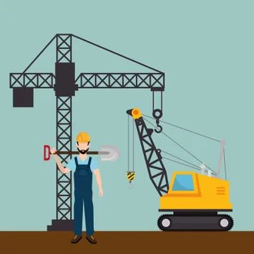 Construction worker with under construction icons Stock Illustration