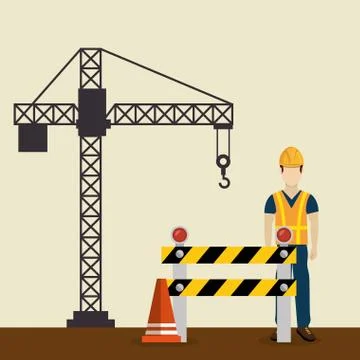 Construction worker with under construction icons Stock Illustration
