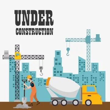 Construction worker with under construction icons Stock Illustration