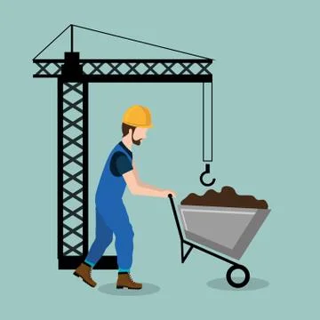 Construction worker with under construction icons Illustrazione stock