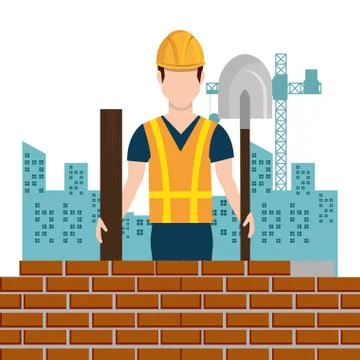 Construction worker with under construction icons Stock Illustration