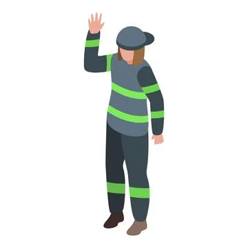 Construction worker in uniform is waving with his hand Stock Illustration