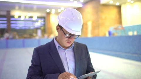 Construction worker using digital tablet on work site. architect using tablet. Stock Footage 87195978