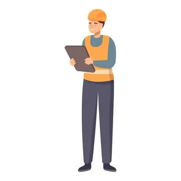 Construction worker is using a digital tablet on a construction site Illustrazione stock